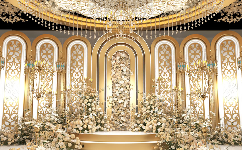 可克达拉香槟色调婚礼堂效果展示